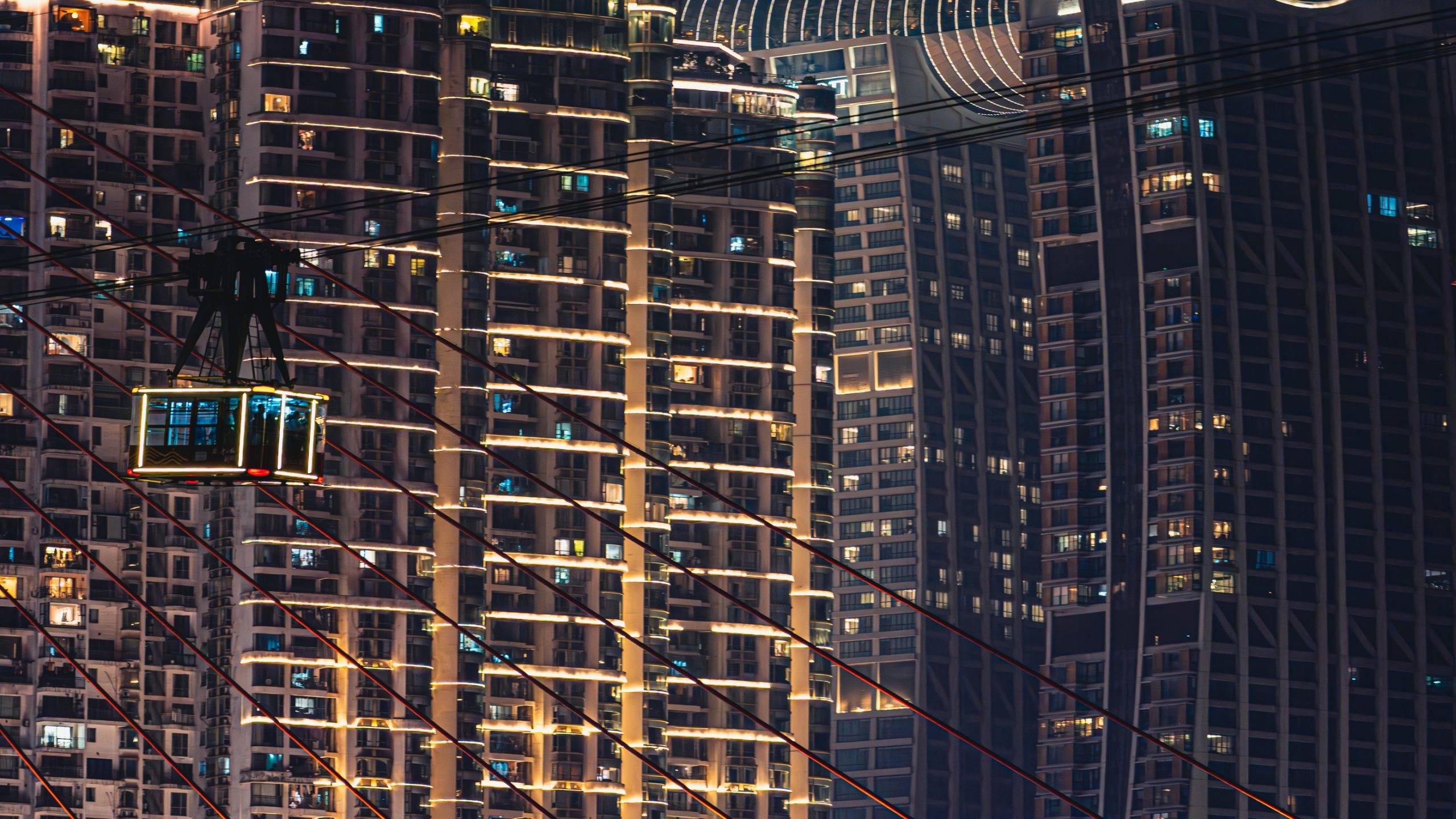 Cabine illuminée du téléphérique de Chongqing