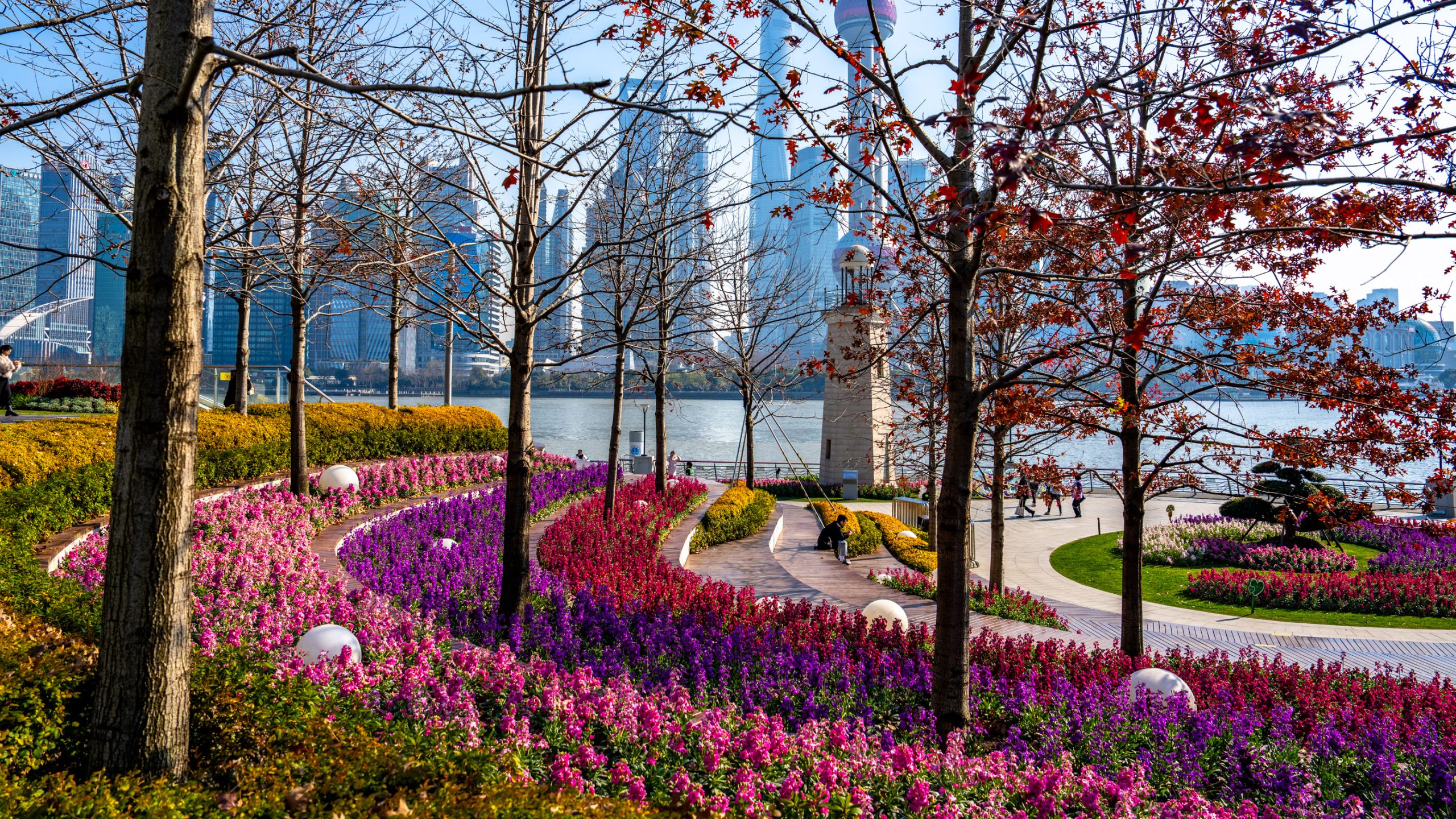 Jardins fleuris du Bund de Shanghai