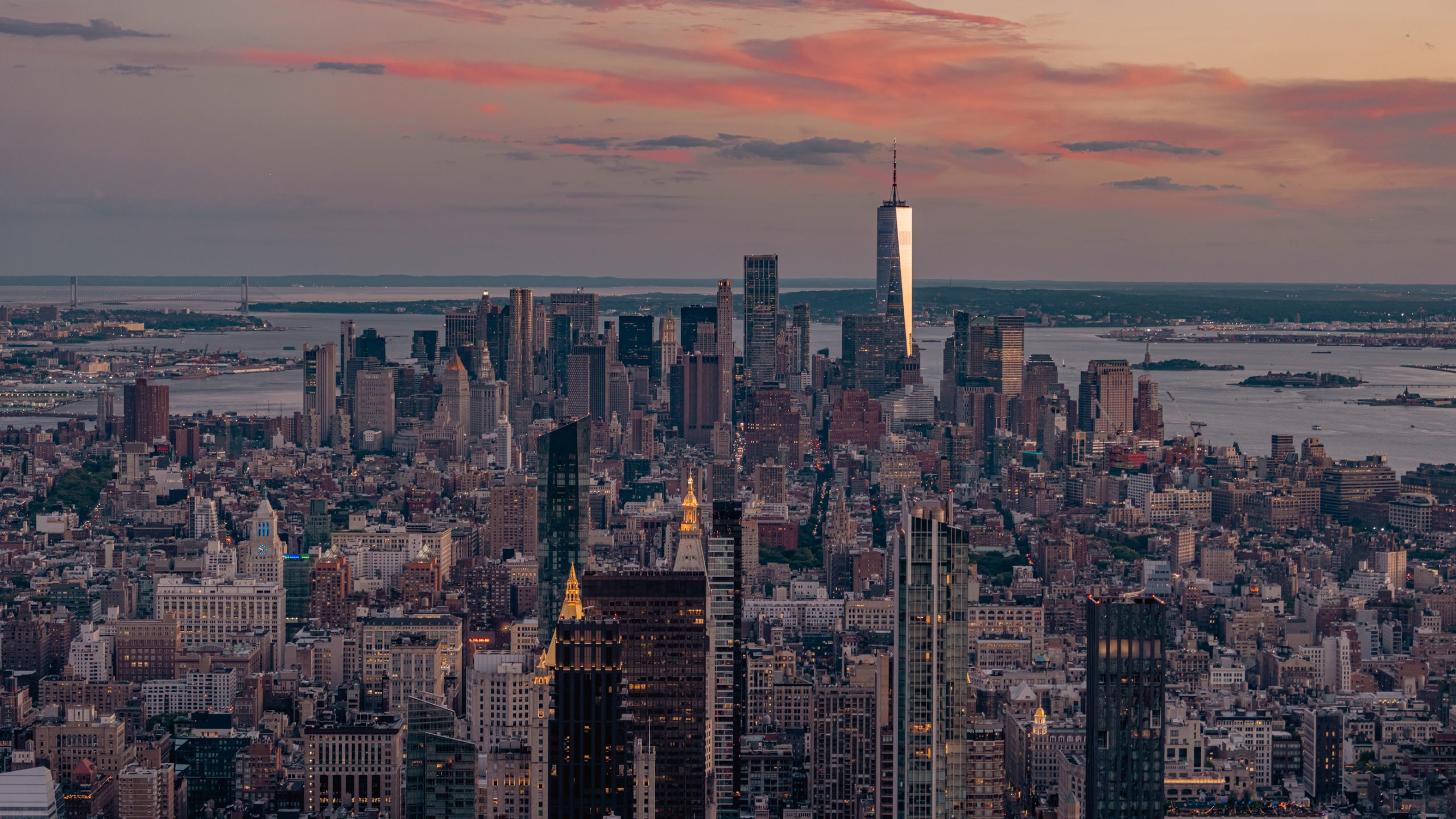 Panorama de Manhattan Sud au crépuscule