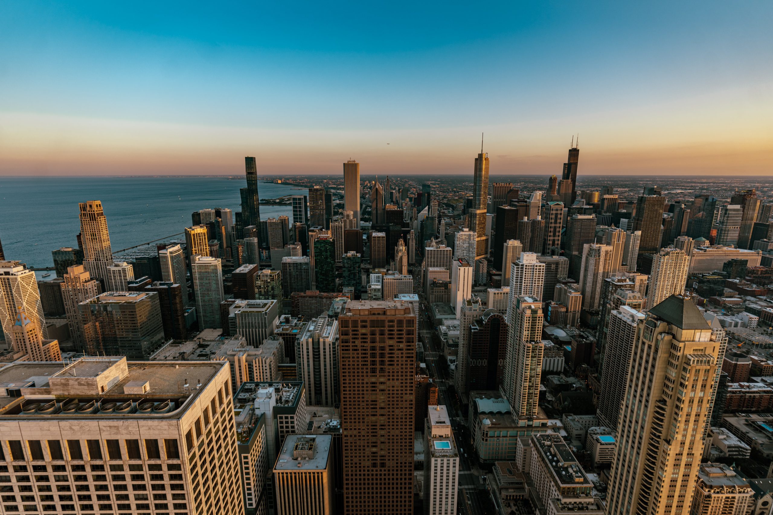 Skyline de Chicago au crépuscule