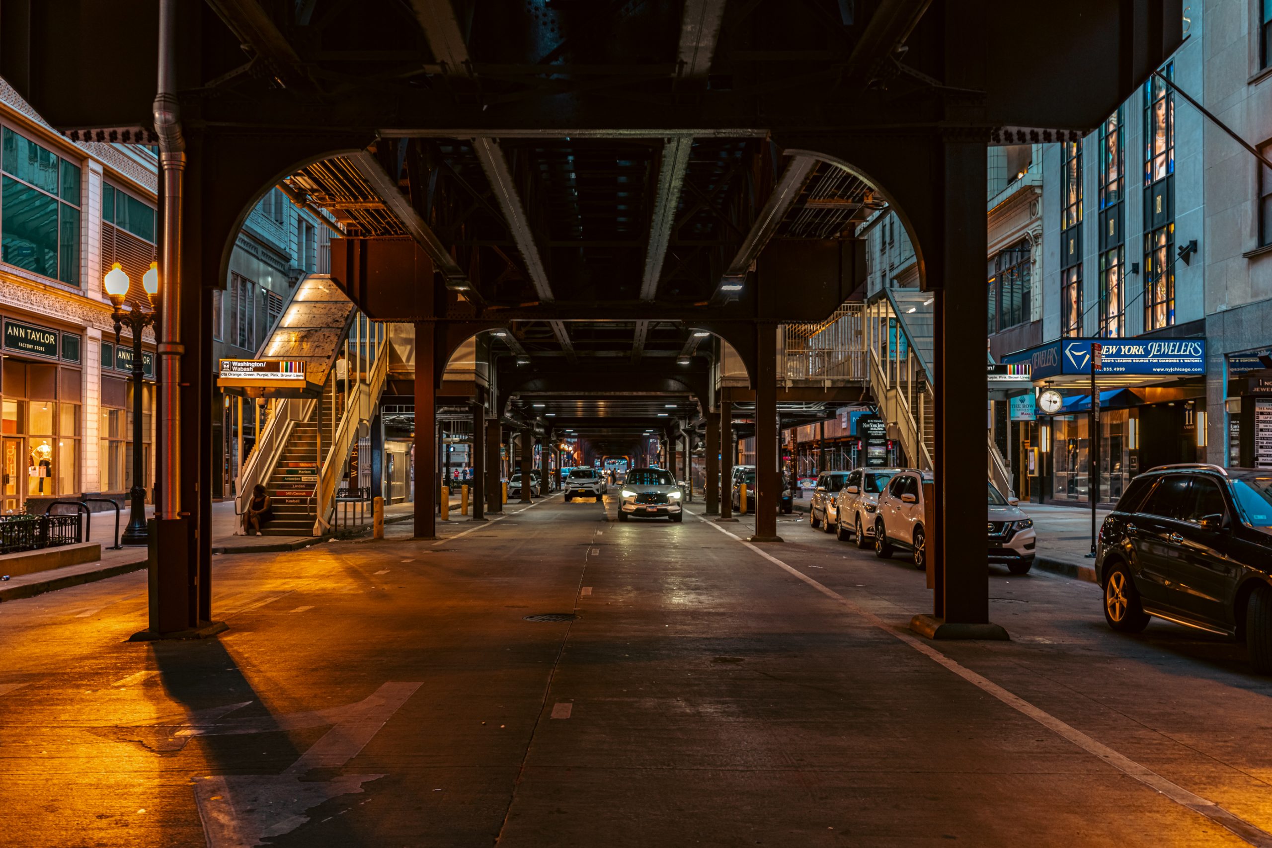 Sous le métro aérien de Chicago