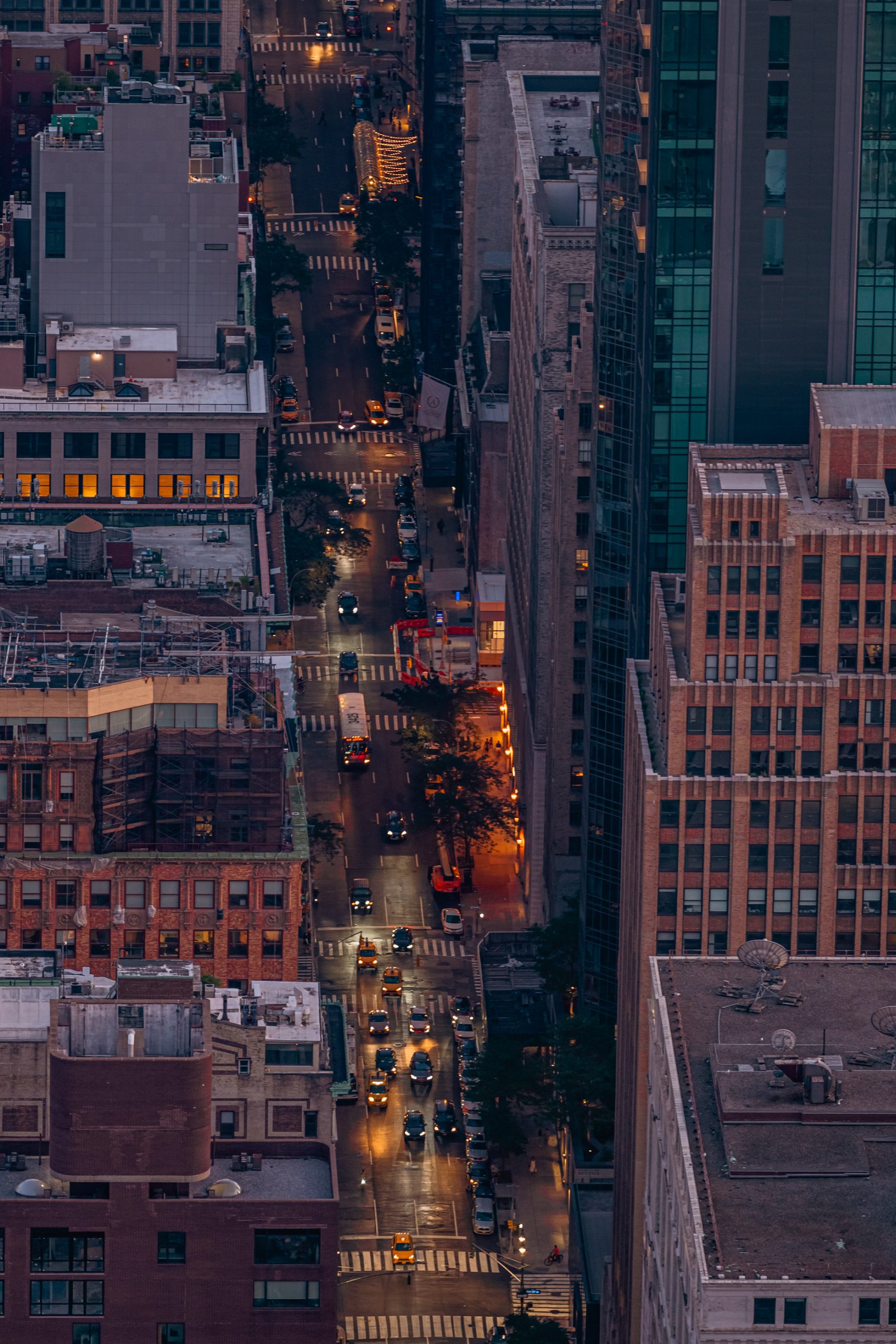 Trafic nocturne à Manhattan