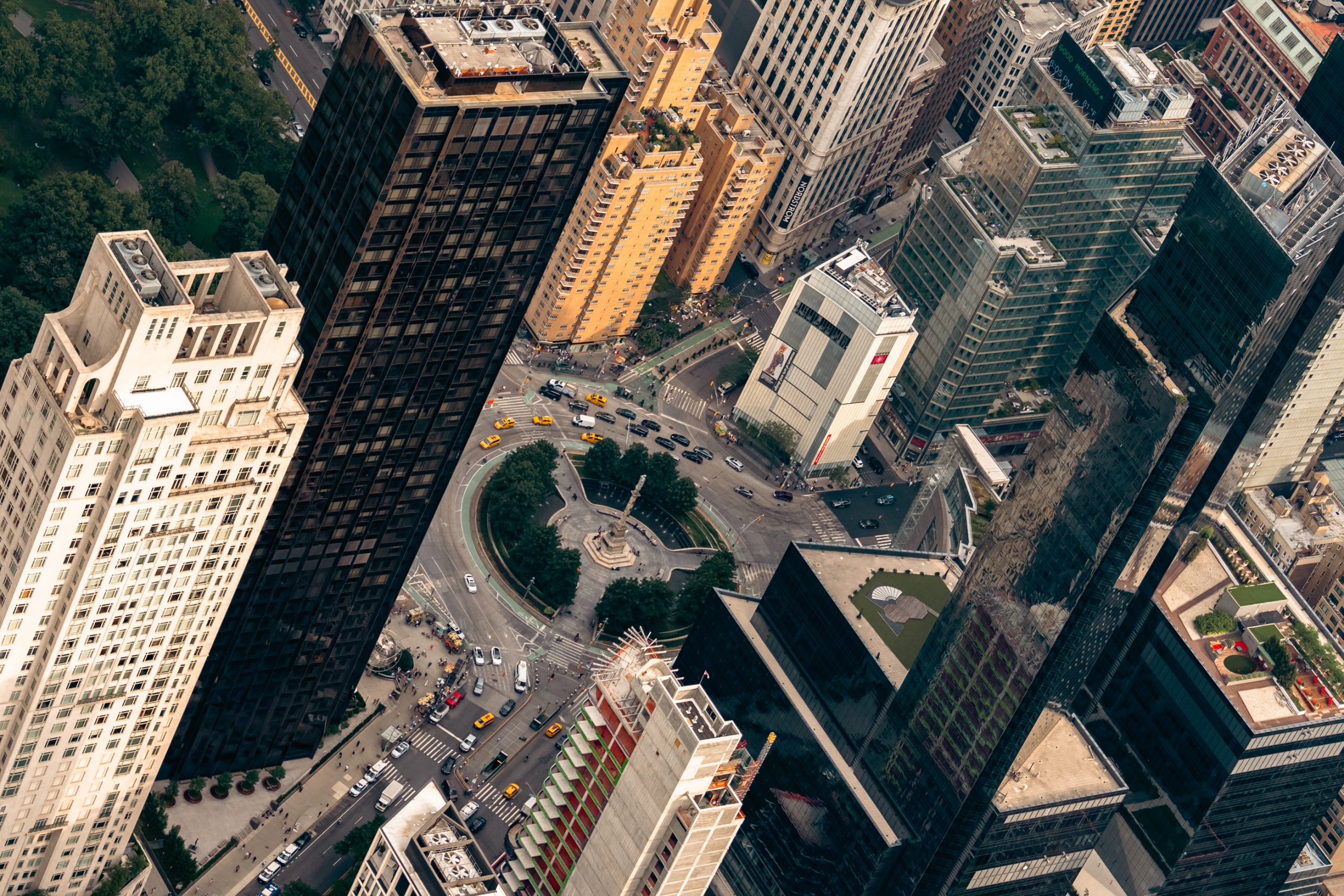 Vue aérienne de Columbus Circle