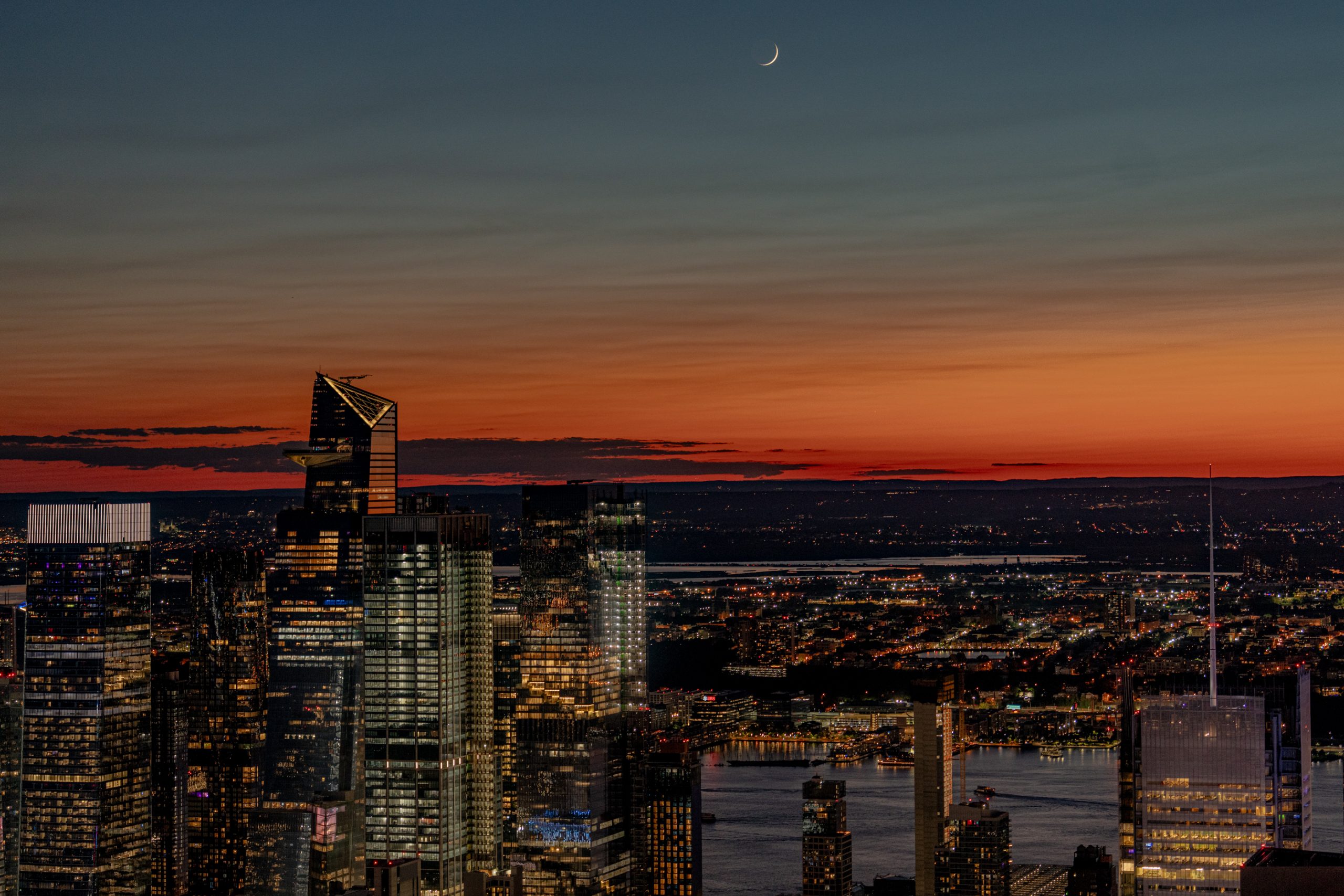 Vue de Hudson Yards au crépuscule