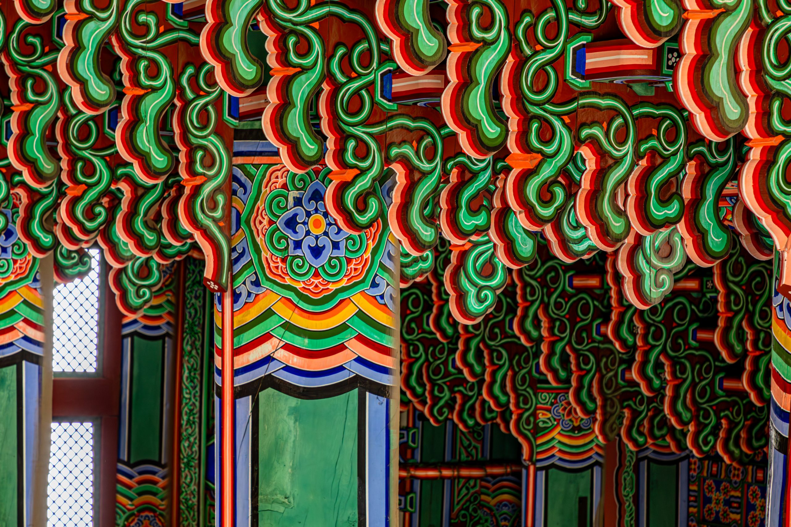 Décor Dancheong du temple coréen