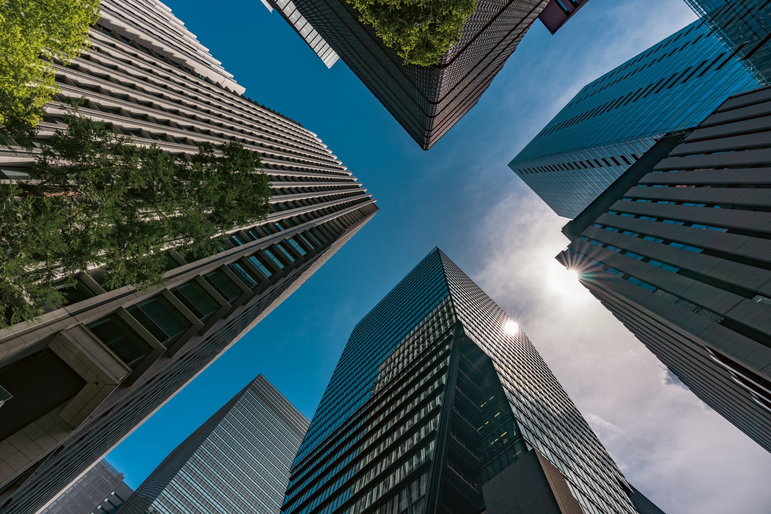 Perspective de gratte-ciel en verre