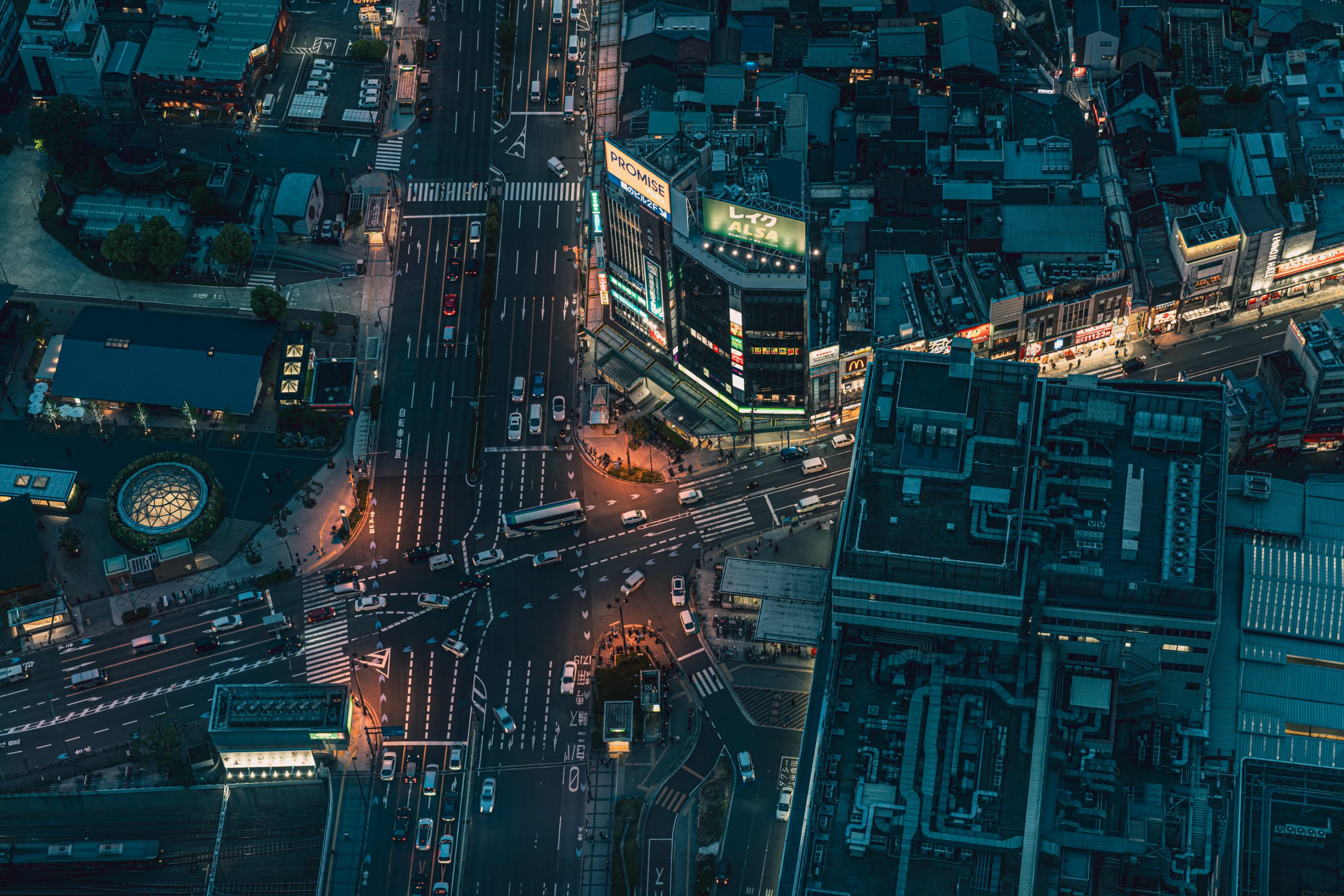Vue aérienne du carrefour de Shinjuku